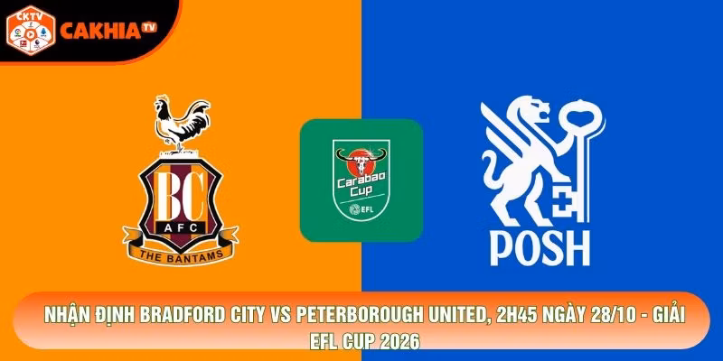 Nhận Định Bradford City Vs Peterborough United, 2h45 Ngày 28/10 - Giải Efl Cup 2026
